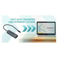 D I-TEC USB-C 3-PORT HUB + GLAN