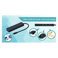 D I-TEC USB-C SLIM HUB + GLAN