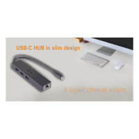 D I-TEC USB-C SLIM HUB + GLAN