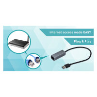 D I-TEC USB 3.0 Metal Gigabit Ethernet Adapter 1x USB 3.0 auf RJ-45 LED-Anzeige fuer Notebook Tablet PC Windows Mac Linux Android