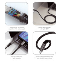 4smarts USB-C auf USB-C Kabel PremiumCord 100W 1.5m. schwarz