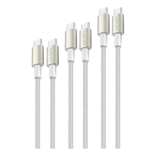 4smarts USB-C auf USB-C Kabel PremiumCord 60W 3erSet wei/silb
