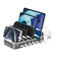 4smarts Ladestation Team 100W 5C/1A inkl. 6 Kabel. spacegrau