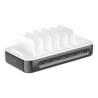 4smarts Ladestation Team 100W 5C/1A inkl. 6 Kabel. spacegrau