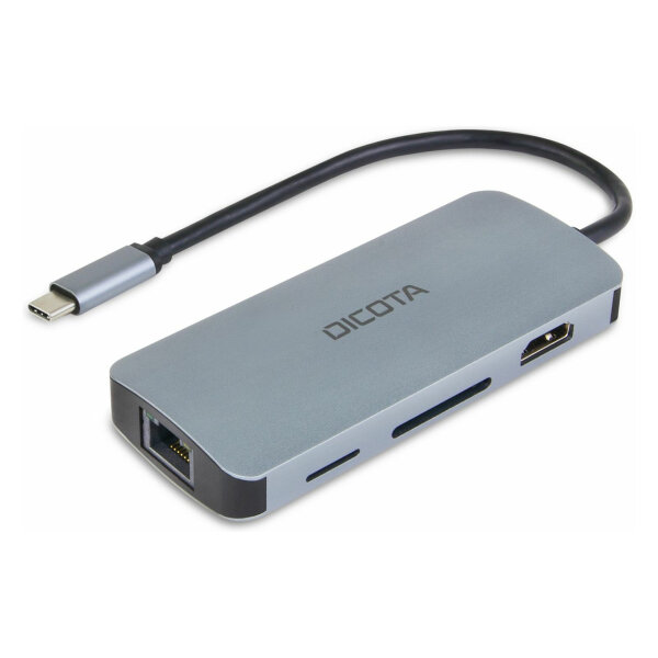 D Dicota USB-C 8-in-1 Multi Hub 4K PD 100W silver