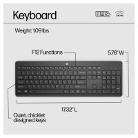 HP Tastatur 230 Wireless Tastatur USB-A Schwarz