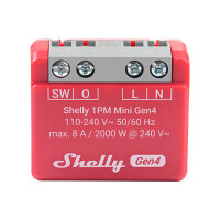 Shelly Relais "1PM Mini Gen4" WLAN BT Matter Zigbee Messfunktion max 8A 1 Kanal Unterputz
