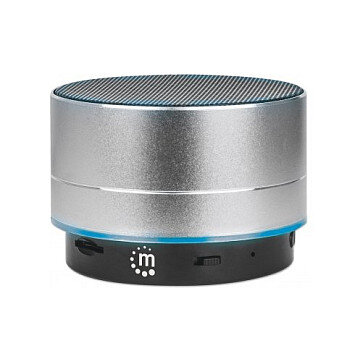 MANHATTAN Metallic LED-Bluetooth-Lautsprecher buntes Licht Bedienelemente USB-A-Port MicroSD-Kartenslot 3.5mm-Klinkenbuchse silber