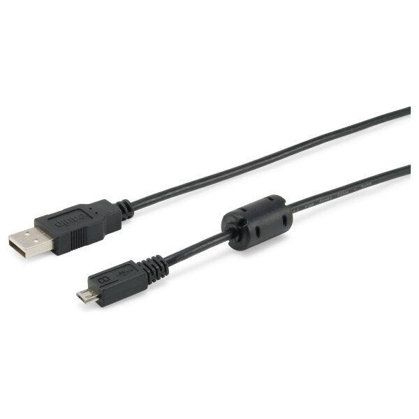 Equip Kabel USB-A 2.0 -> micro B St/St 1.80m Ferrit schwarz Polybeutel