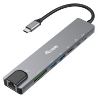 Equip Adapter USB-C -> HDMI.GbE.3xUSB3.2 Gen1.SD/TF.PD...