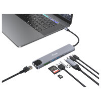 Equip Adapter USB-C -> HDMI.GbE.3xUSB3.2 Gen1.SD/TF.PD 100W