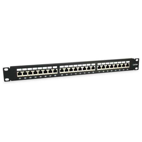 Equip Patchpanel 24x RJ45 Cat6A 19" FTP 1HE ISO/IEC schwarz