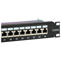 Equip Patchpanel 24x RJ45 Cat6A 19" FTP 1HE ISO/IEC schwarz