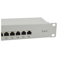 Equip Patchpanel 16x RJ45 Cat6 19" FTP 1HE ISO/IEC hellgrau