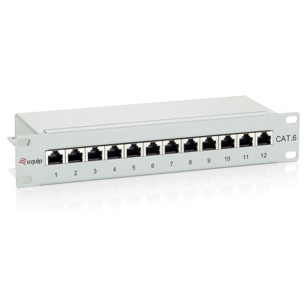 Equip Patchpanel 12x RJ45 Cat6 10" FTP 1HE ISO/IEC hellgrau