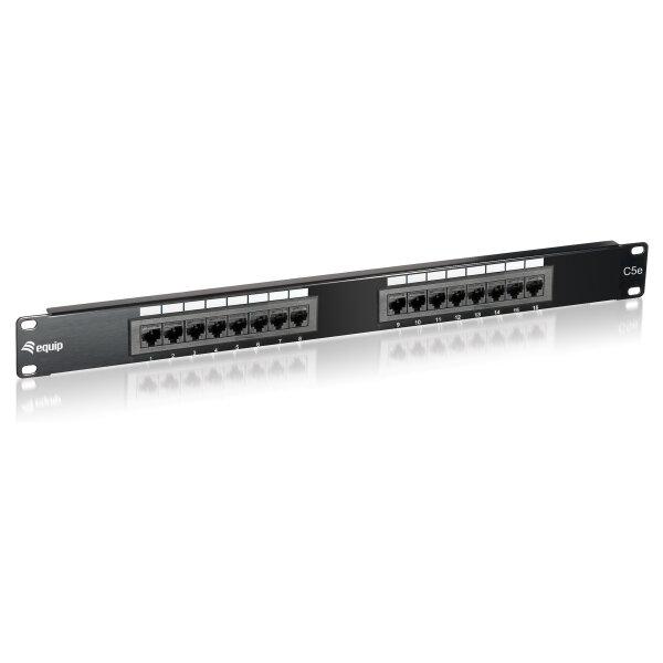 Equip Patchpanel 16x RJ45 Cat5e 19" UTP 1HE schwarz