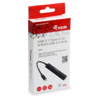 Equip USB-Hub 4-Port 3.2/C->4x3.0 5Gbps o.Netzteil sw