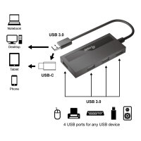 Equip USB-Hub 4-Port 3.2 ->4x3.0 +USB-C Adp.5Gbps...