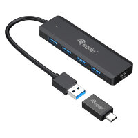 Equip USB-Hub 4-Port 3.2 ->4x3.0 +USB-C Adp.5Gbps...
