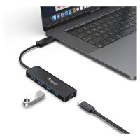 Equip USB-Hub 4-Port 3.2 ->4x3.0 +USB-C Adp.5Gbps o.Netz.sw