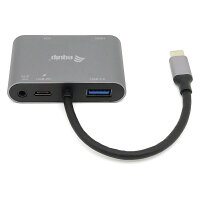 Equip Dock USB-C->HDMI.VGA.USB3.0.AUX.100WPD 15cm sw