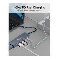 Equip Dock USB-C->HDMI.3xUSB3.0.100WPD 25cm gr