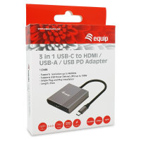 Equip Dock USB-C->HDMI.USB-A.100WPD 25cm gr