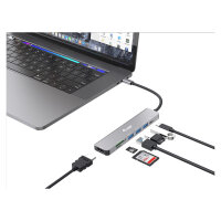 Equip Dock USB-C->HDMI.3xUSB3.0.SD/TF.100WPD 25cm si