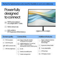 60,5cm/23,8" (1920x1080) HP 524pu 16:9 IPS 5ms 100Hz HDMI DisplayPort USB-C USB-Hub VESA Speaker Silver/Black