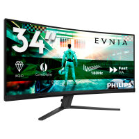 86,36 cm/34" (3440×1440) Philips 34M2C3500L/00 21:9 WQHD Fast VA 1 ms 180 Hz 2× HDMI 2.0 DisplayPort 1.4 VESA Black