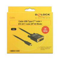 USB-C > DVI 24+1 (ST-ST) 2m 4K 30Hz DeLOCK Black