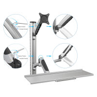 DIGITUS DA-90354 Wandhalterung für 1 Monitor + Tastaturhalterung 69cm 27" 8kg
