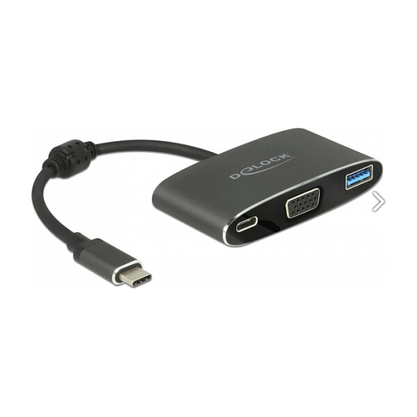 USB C > Multi Adapter (VGA Buchse + USB Typ-A + USB Type-C™ PD) Delock