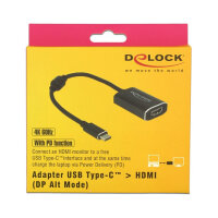 USB C > Adapter HDMI Buchse (4K 60Hz) + 1 x USB C PD Delock