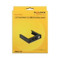 Delock 3.5" Front Panel > 2 x USB 2.0 and fan control - Anschlüsse am vorderen Bedienfeld des Speicherschachts - USB 2.0 x 2