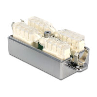 Mit dieser Kupplung von Delock können Sie zwei Netzwerkkabel auch ohne Stecker verbinden, um sie zu verlängern oder zu reparieren. Die LSA-Leiste