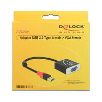 DeLOCK USB 3.0 Type-A male > VGA female - externer Videoadapter - Schwarz