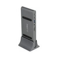 D DeLOCK Dockingstation 2xDisplayPort/HDMI/3xUSB3.2/RJ45 Ethernet/Audio/2xUSB-C Grey