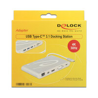 Dockingstation USB 3.1 Type-C zu DP+HDMI+VGA+LAN 4k 30Hz silber Delock