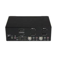 StarTech.com 2 Port Dual DisplayPort USB KVM Switch mit Audio - DisplayPort Desktop KVM Umschalter mit USB Hub - 4xUSB Buchse 2xDP Buchse - K