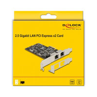 DeLock 2-Port RJ45 2,5 Gigabit LAN i225 2x PCI Express-Karte