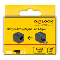 DeLock USB-C > Gigabit LAN RJ45 (ST-BU) Adapter Schwarz