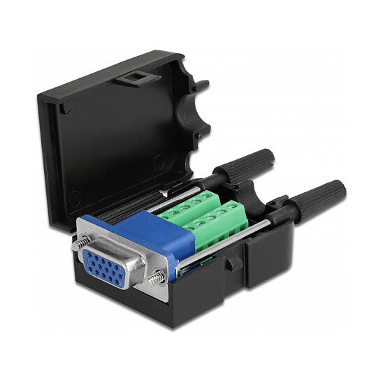 DeLock VGA15 Buchse zu Terminalblock Adapter mit Gehäuse