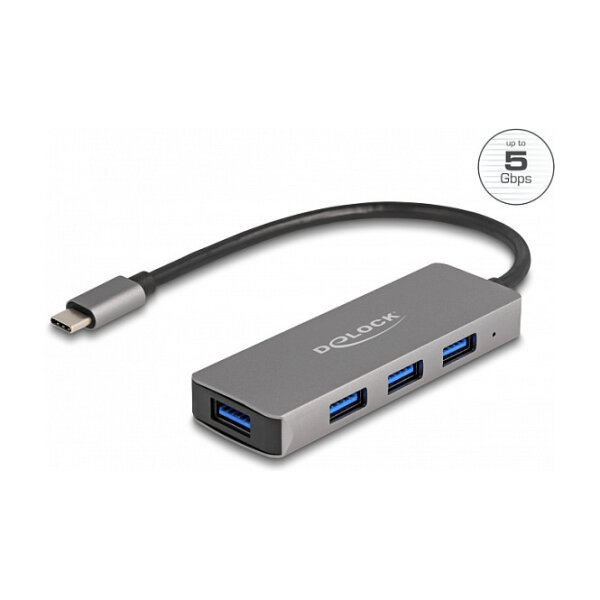 USB-C HUB 4Port DeLOCK 4xUSB3.2 Grey
