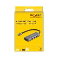 USB-C HUB 4Port DeLOCK 4xUSB3.2 Grey