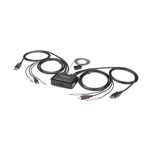 KVM Switch 2xKVM 2xDP-M 1xDP-W 2xUSB-M&W 4xAudio Ausgang Klinke 2xAudio Eingang Klinke StarTech Black