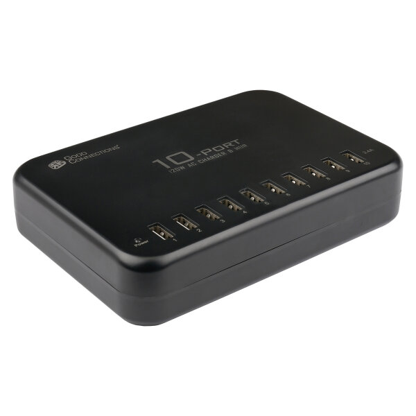 GoodConnections USB Desktop Schnellladestation 120W 10-Port USB-A Schwarz