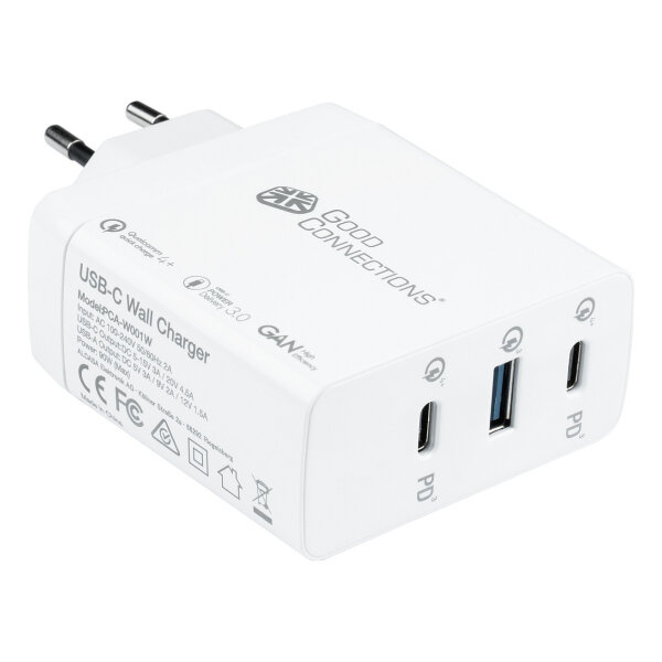 GoodConnections Charger 100W 3-Port 2xUSB-C/USB-A QC4.0 Weiß