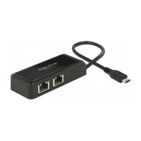 DeLock USB-C > 2x Gigabit LAN (ST-BU) Adapter Schwarz