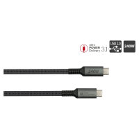 GoodConnections USB-C 2.0 (ST-ST) 3m Anschlusskabel Textilmantel 240W Anthrazit